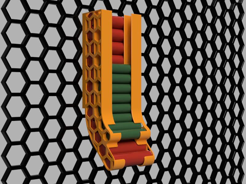 Battery holder for AA+AAA, honeycomb storage wall (HSW)