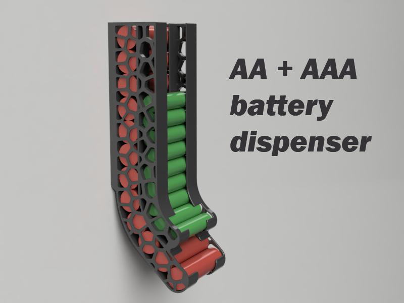 Battery holder for AA + AAA, wall mounted dispenser
