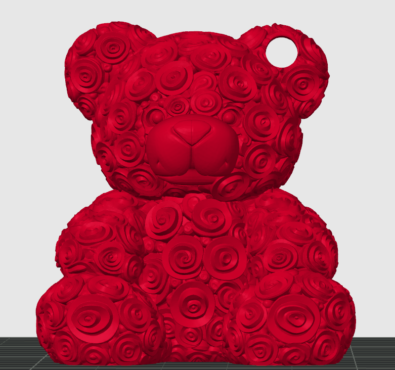 Rose Bear Figurine β 3D Printed Decorative Model (Keychain & Standard Versions)