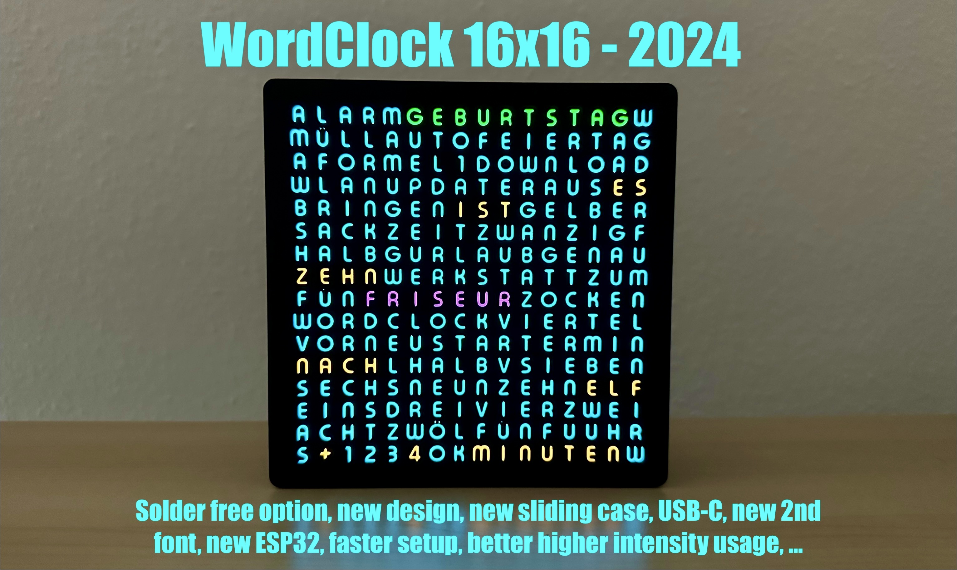 WordClock 16x16 - 2024