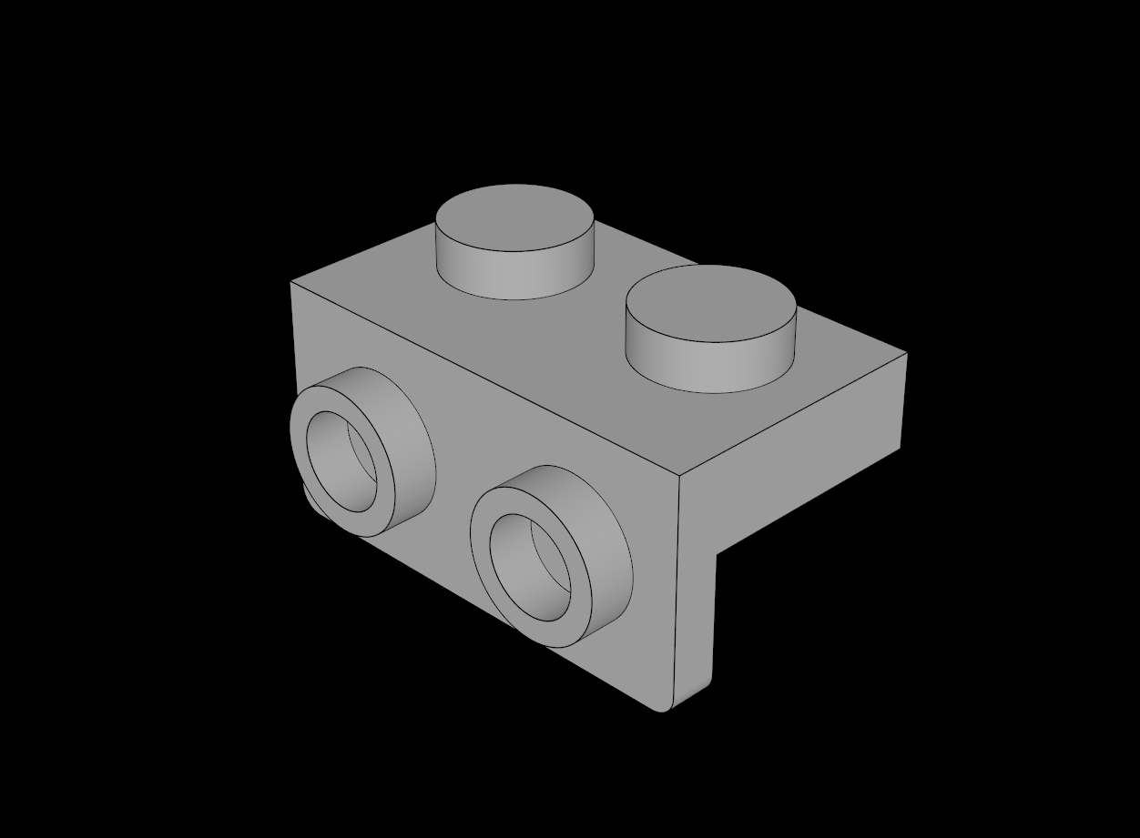 Lego Compatible (99781.dat) Bracket 1 x 2 - 1 x 2 Down