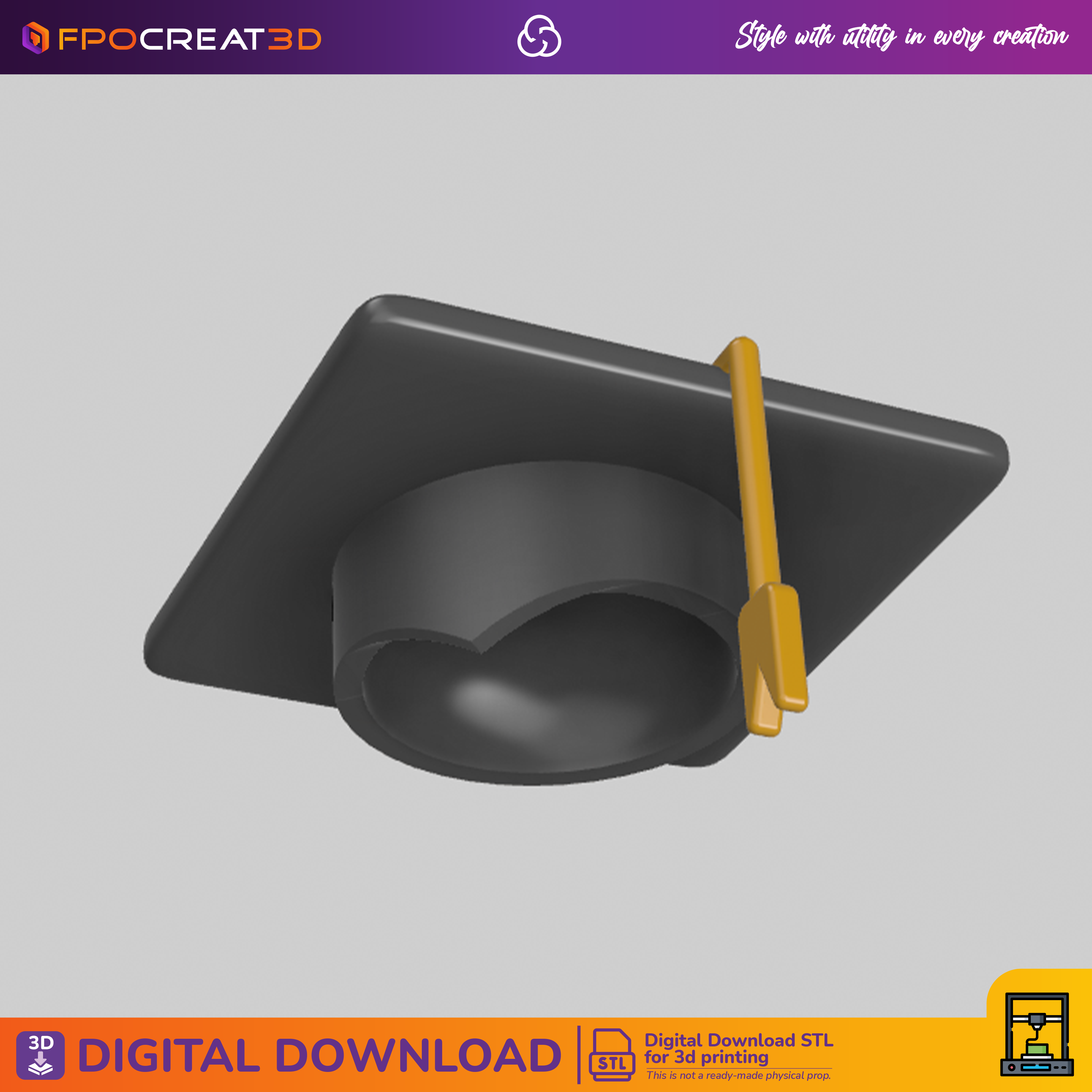 BIRRETE DE GRADUACIÓN, GORRO DE GRADUACIÓN, ARCHIVO 3D