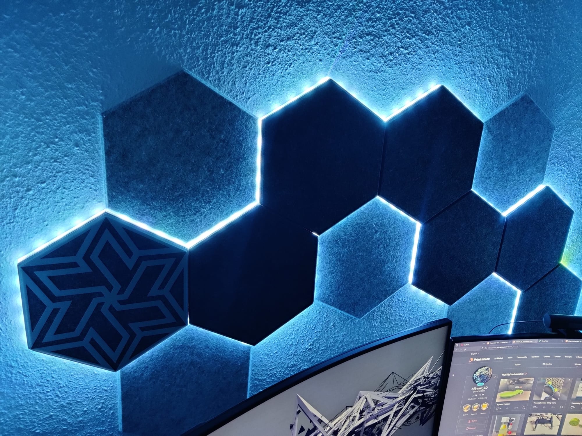 Modular Led Channels for Hexagon Panels + Geometry Wall Art Sleeves