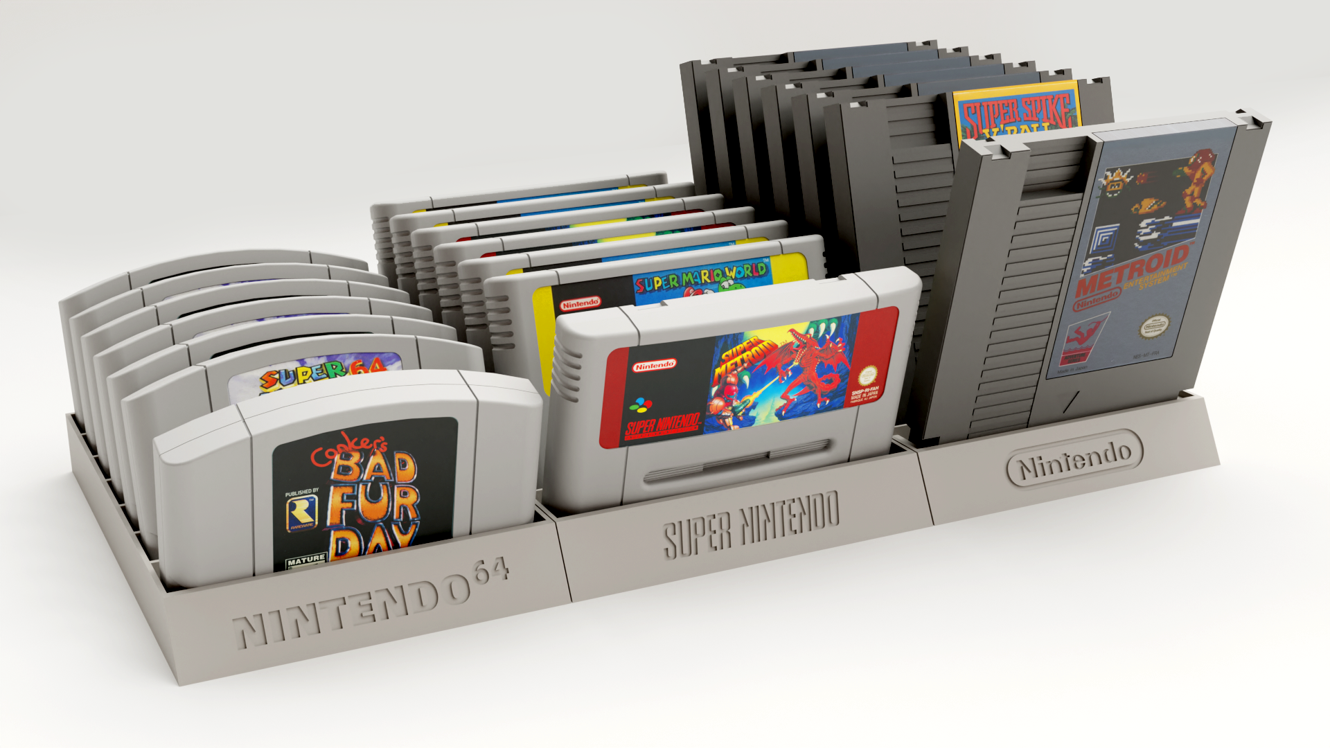 NES, SNES PAL&NTSC US and Japan, N64 cartridge holder with flip option