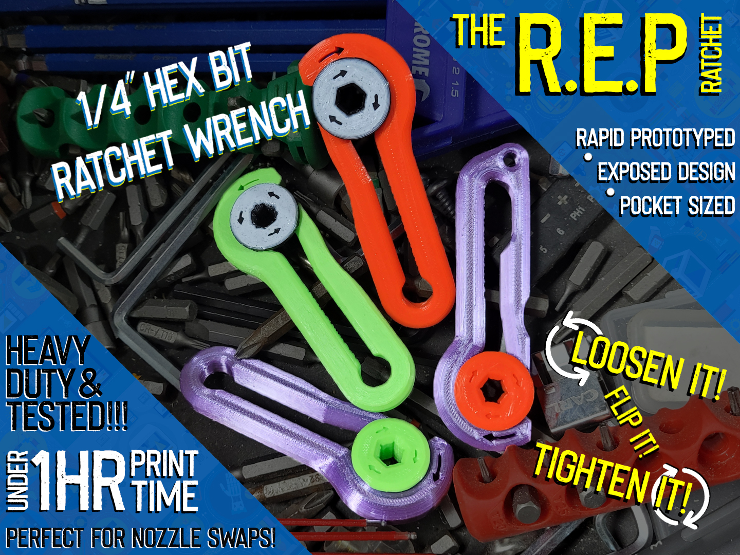 The Original R.E.P Ratchet Wrench - 1/4" Hex Bit Ratchet Wrench Tool and FIDGET TOY!!!