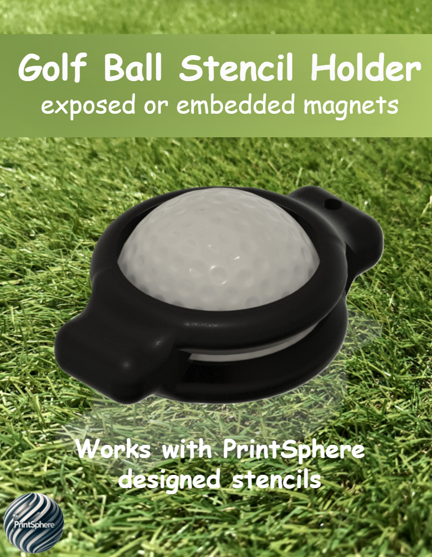 Golf - Golf Ball Stencil - Holder - Ball Buddy - exposed magnets & embedded/covered magnets version