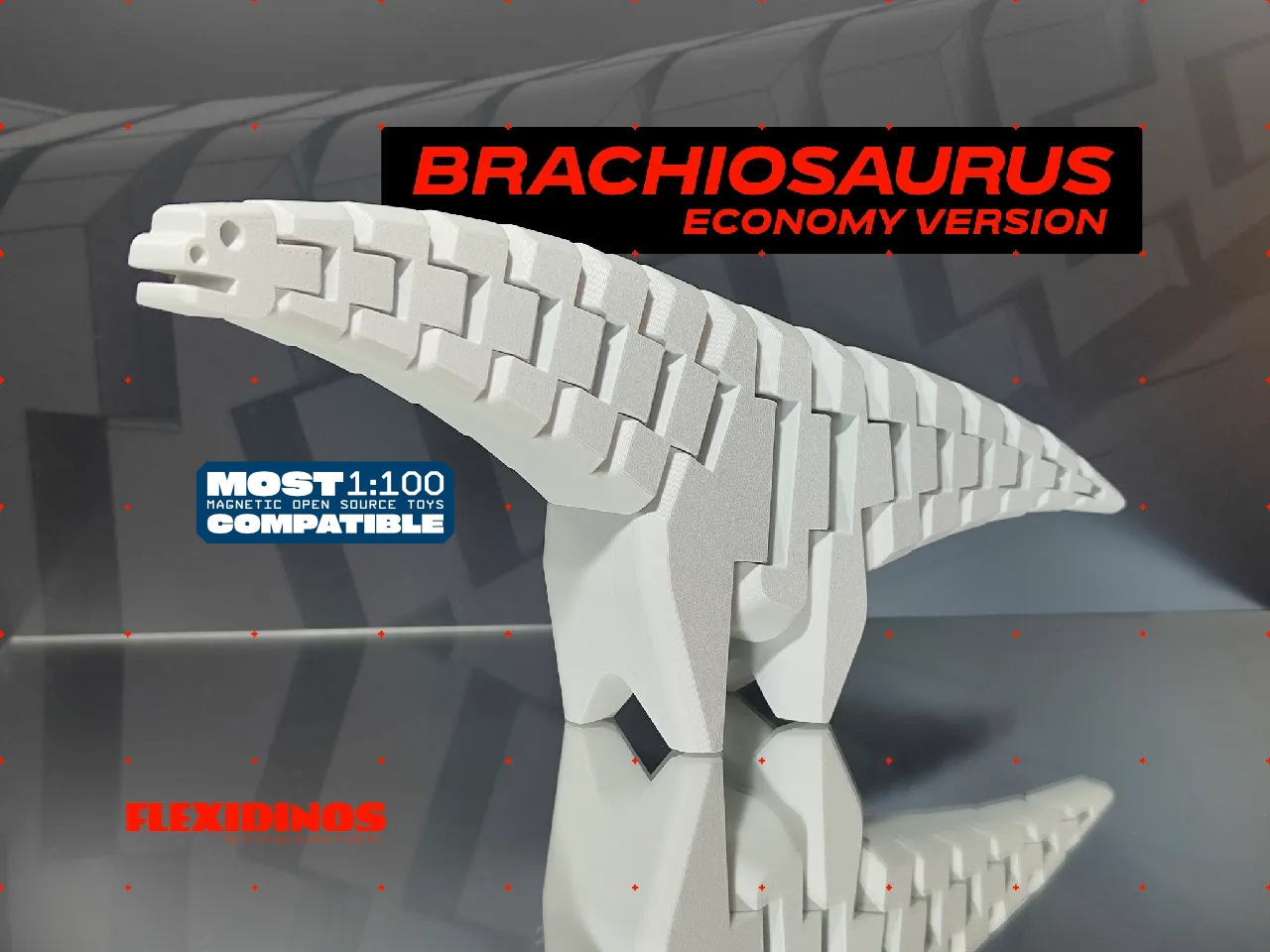 FlexiDinos Ginko the flexi Brachiosaurus print in place articulated dinosaur - Free version
