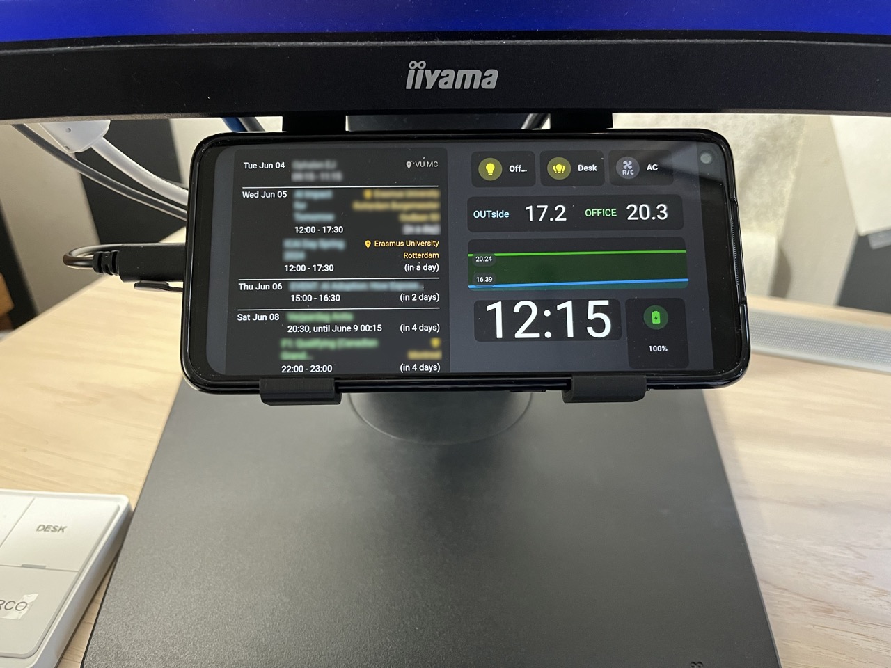 Phone holder/bracket for monitor