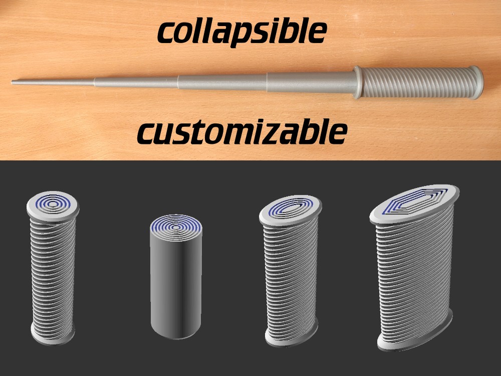 customizable collapsible wand/stick/pointer/dagger/sword (OpenSCAD)