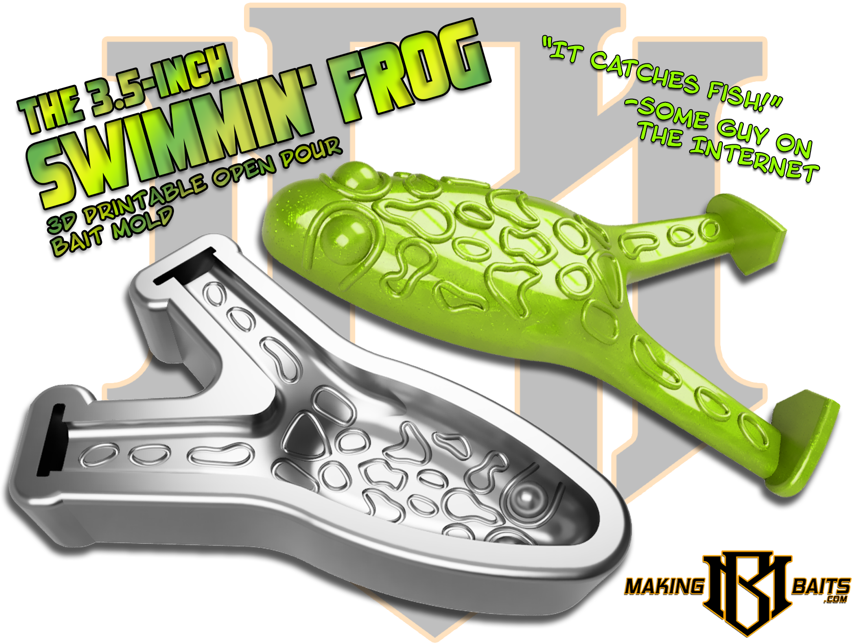 The 3.5-inch Swimmin' Frog Open Pour Bait Mold by MakingBaits.com