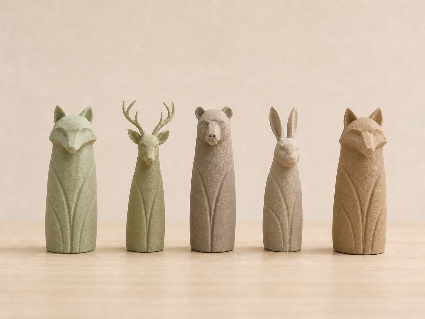 Woodland Spirits β Set of 4 Minimalist Animal Figurines | Fox, Deer, Bear & Rabbit