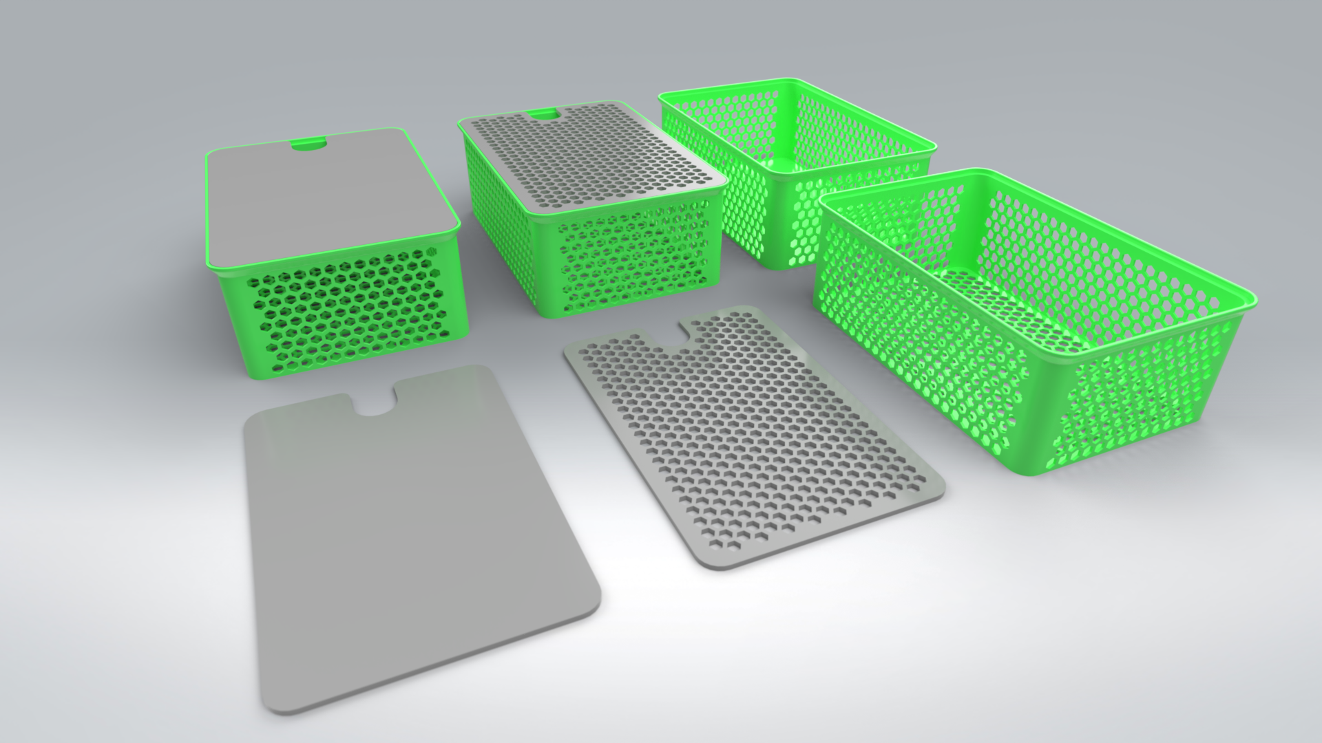 Stackable Storage Bins/Containers with Lids (2 versions of bins and lids)