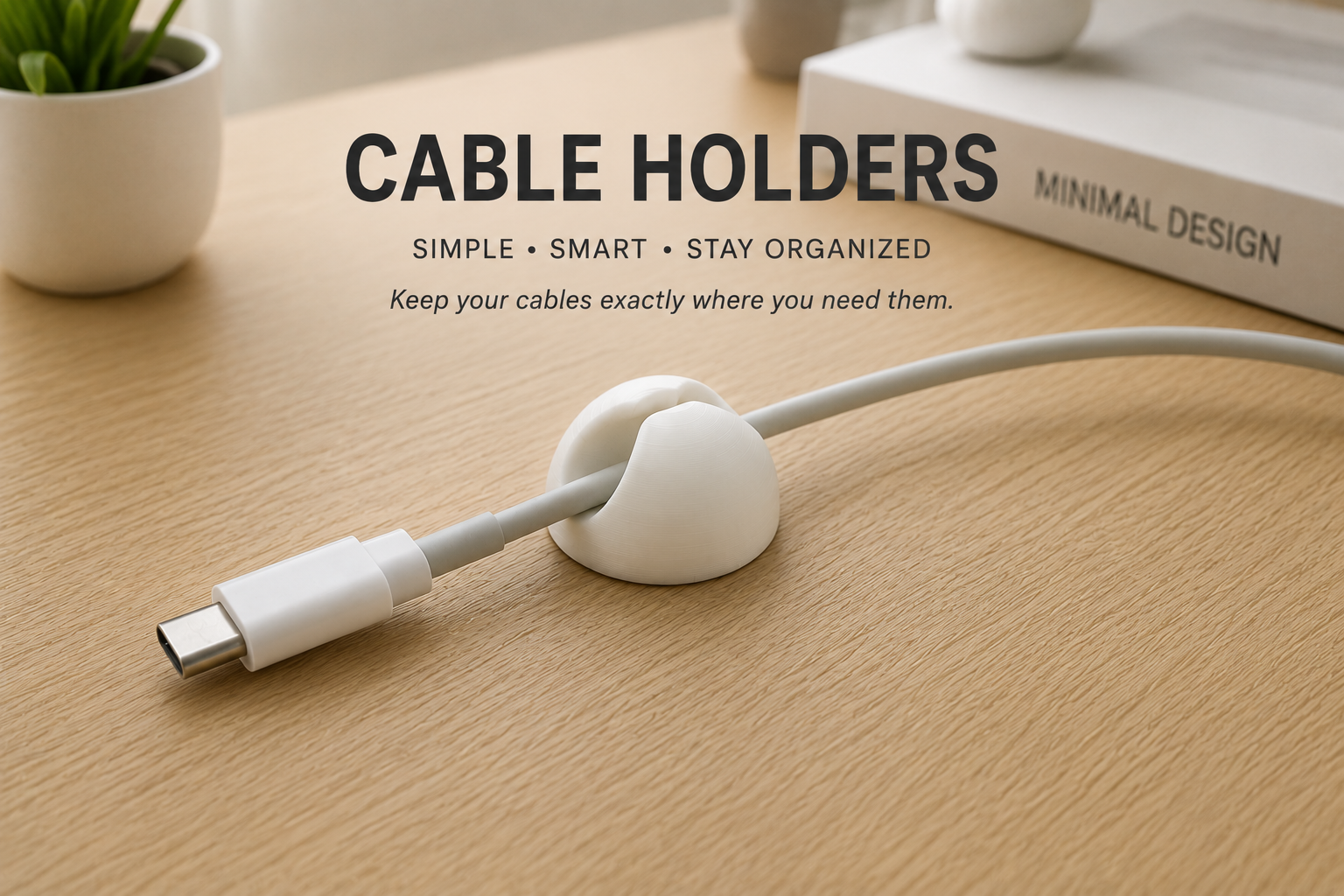 Minimal Cable Holders β 3D Printable Cable Clips & Organizer