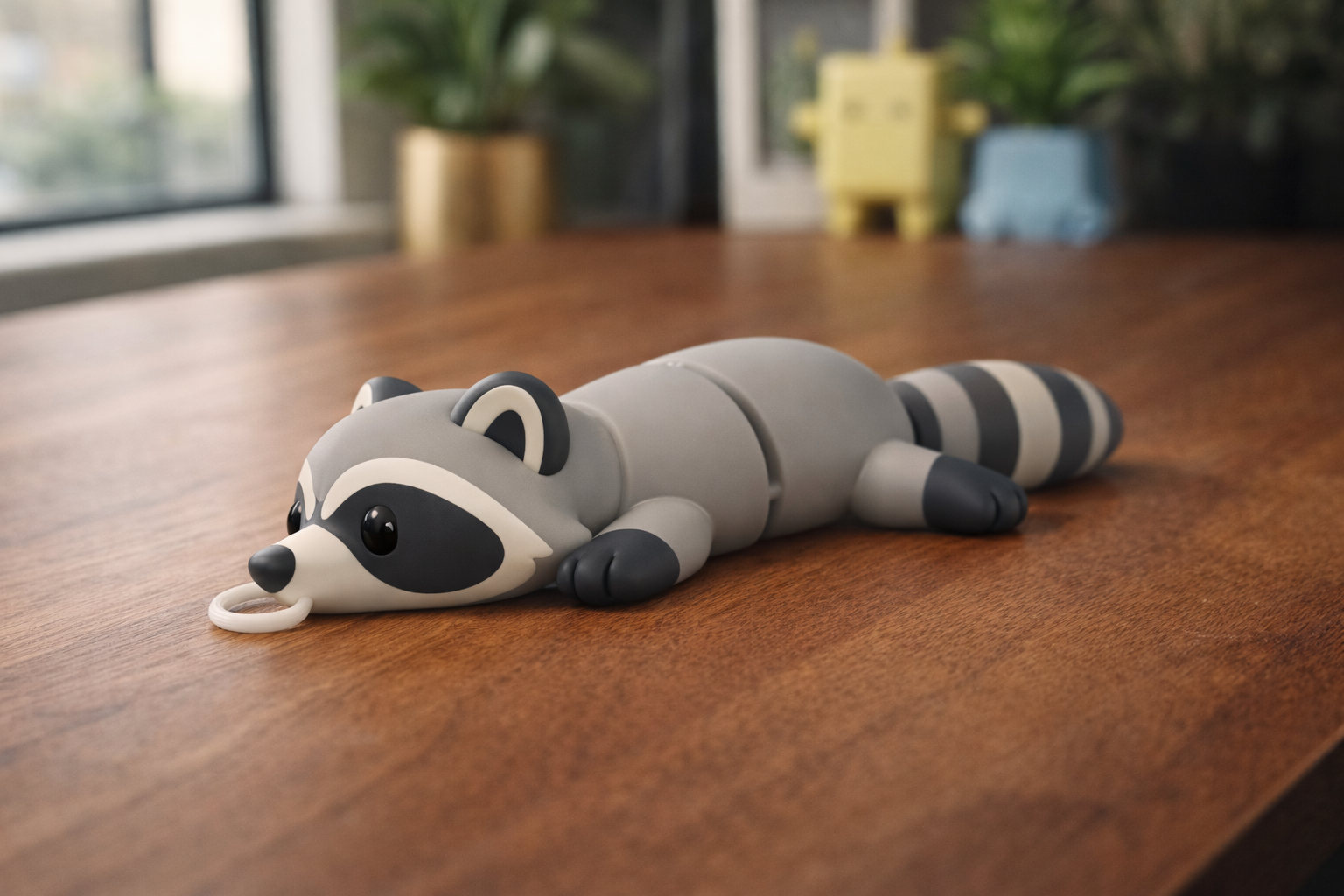 Flexi Lazy Raccoon β Articulated Fidget Toy keychain