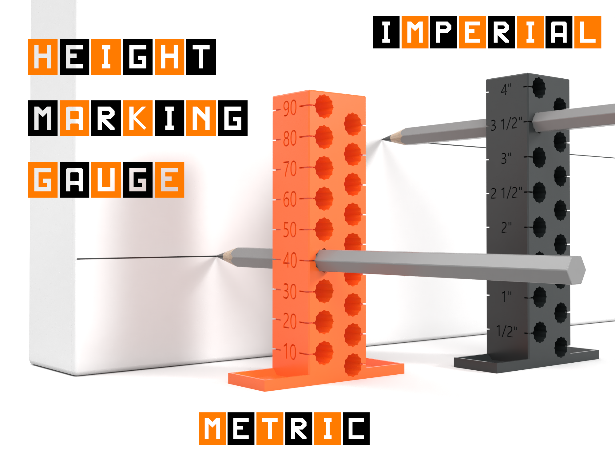 Height marking gauge metric-imperial